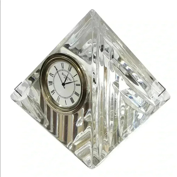 Waterford Crystal Pyramid Clock Desk Clock Mantle Clock Piece - Picture 2 of 10